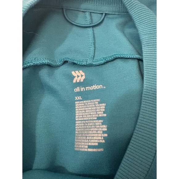 All In Motion Teal Long Sleeve Crewneck Sweatshirt XXL Recycled Polyester Spande - Picture 5 of 5